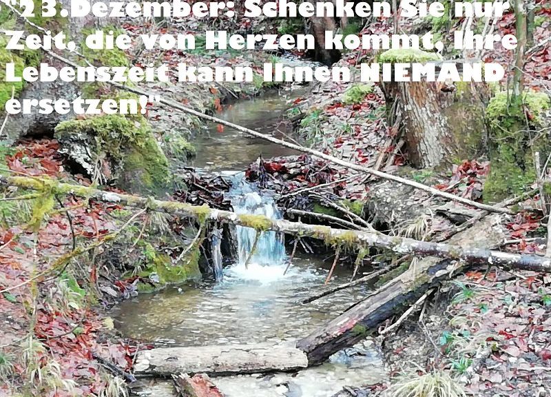 23.Dezember: Schenken Sie nur Zeit, die von Herzen kommt, Ihre Lebenszeit kann Ihnen NIEMAND ersetzen!