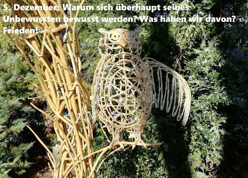 5. Dezember: Warum sich überhaupt seines Unbewussten bewusst werden? Was haben wir davon? Frieden!